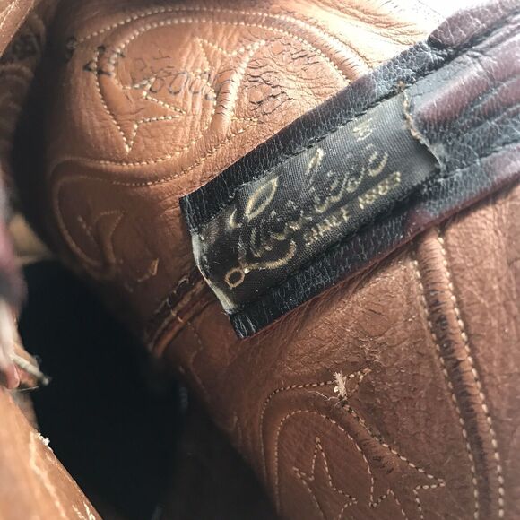 Lucchese Full Quill Ostrich Cowboy Boots Men's 9EE Black Cherry Leather Western - Picture 12 of 14